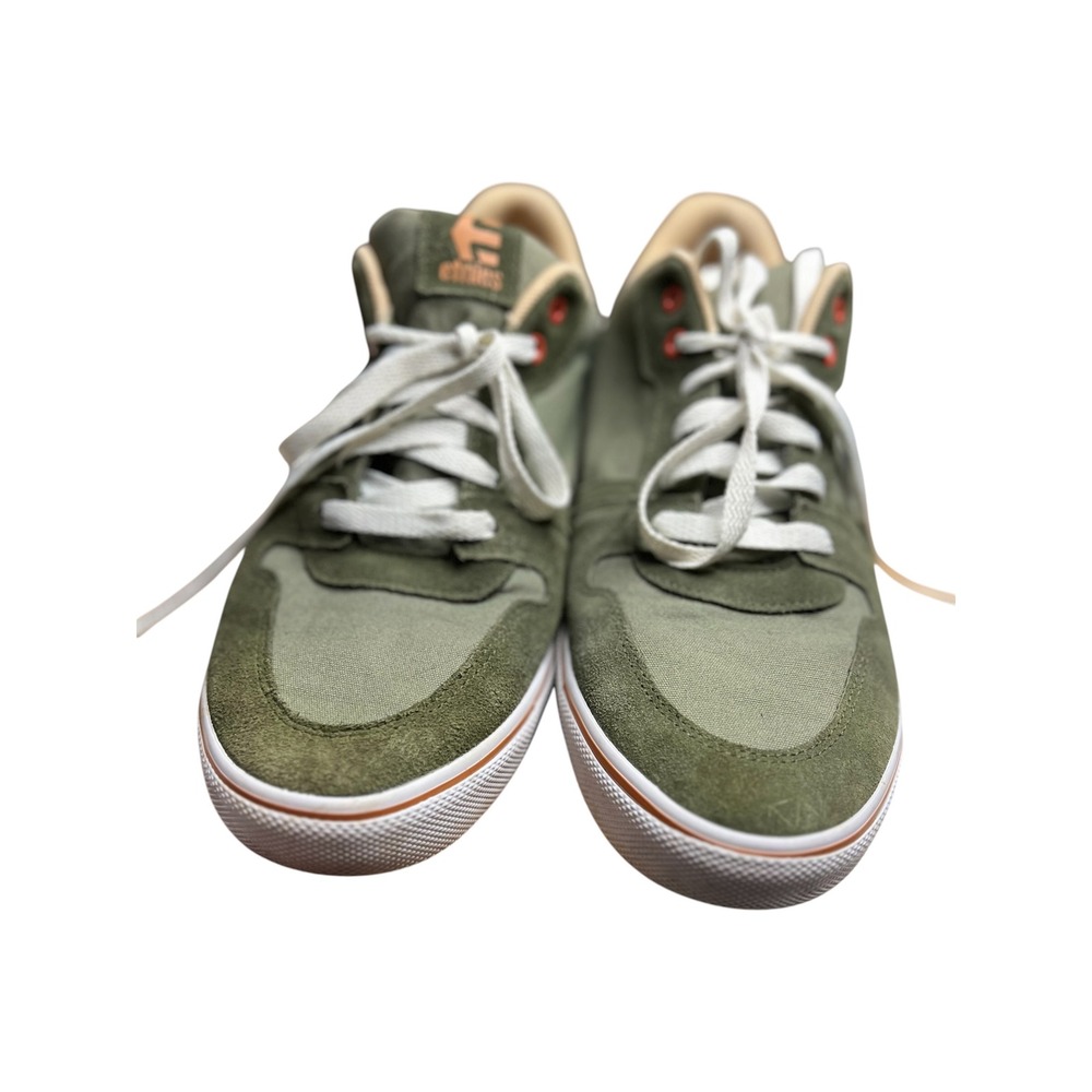 Etnies Fader Skate Shoes Mens Green Canvas Suede Low Top Sneakers - 13 - Picture 2 of 7